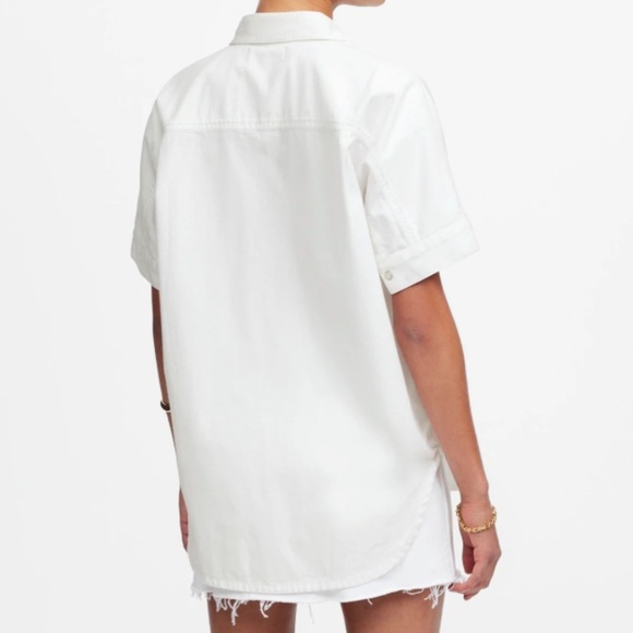 Madewell Women’s Denim Short-Sleeve Shirt In Pure White S - Picture 13 of 15